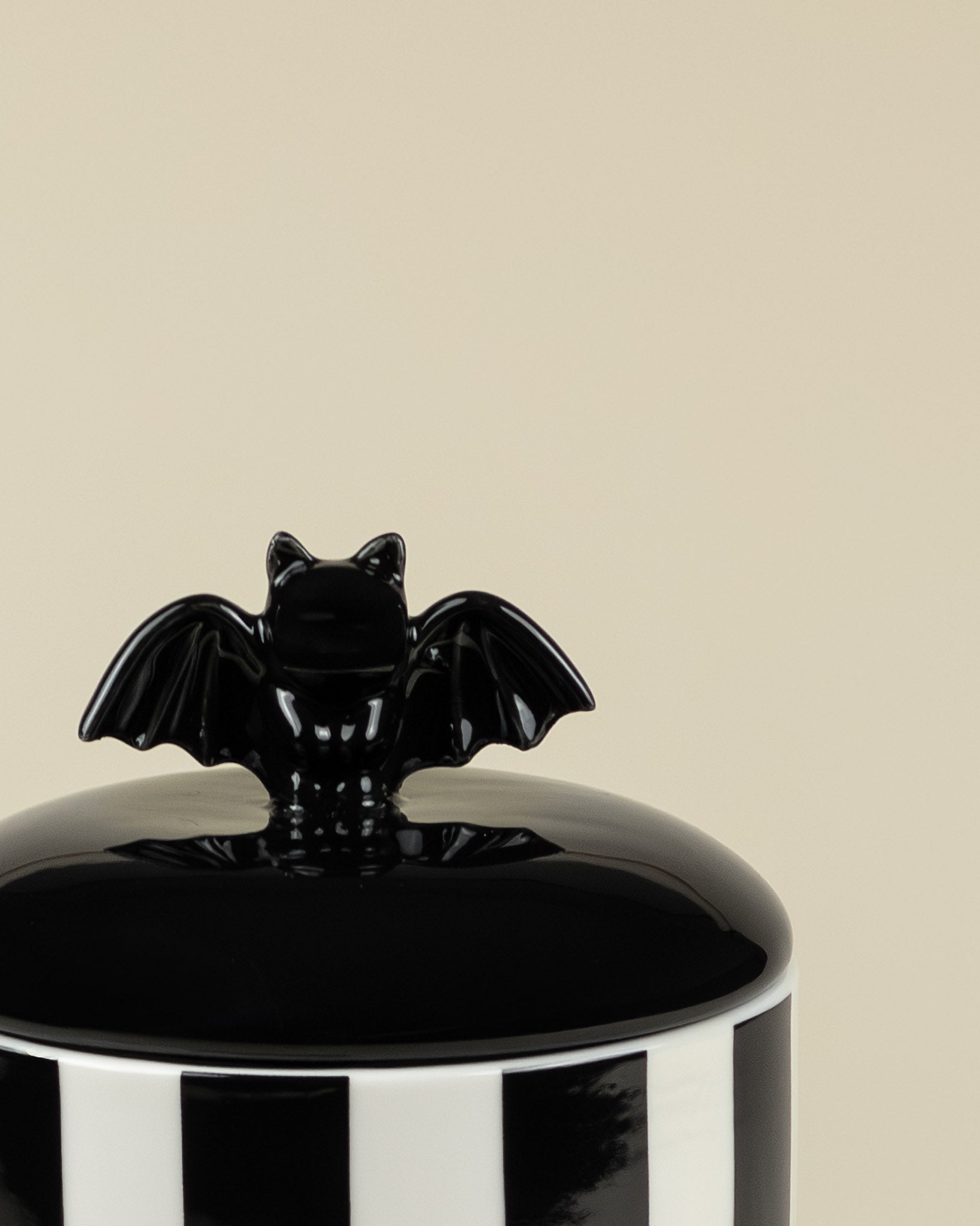 Barattolo con coperchio a strisce con pipistrello
