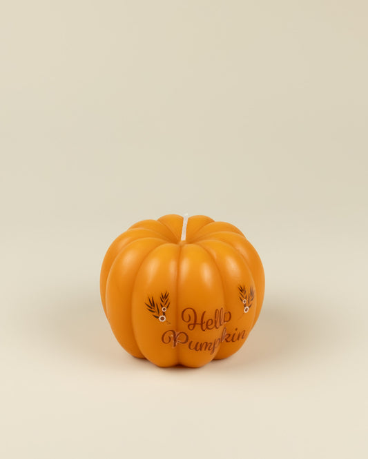 Candela decorativa a forma di zucca con scritta "Hello Pumpkin"