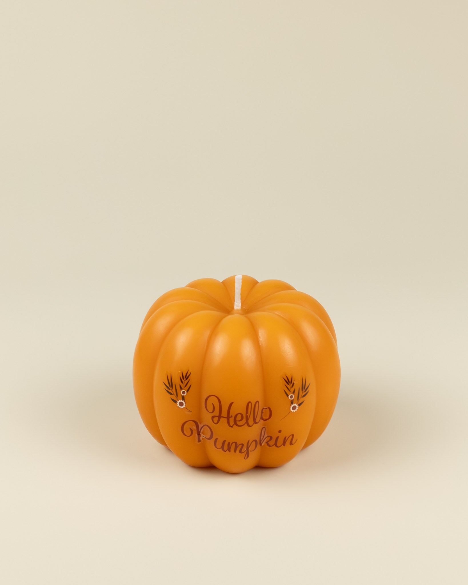 Candela decorativa a forma di zucca con scritta 