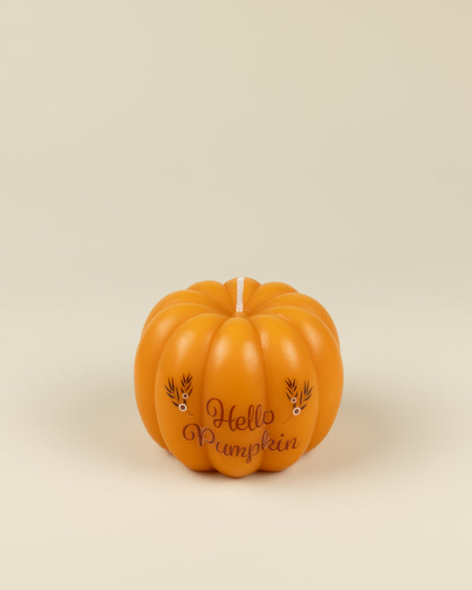 Candela decorativa a forma di zucca con scritta "Hello Pumpkin"