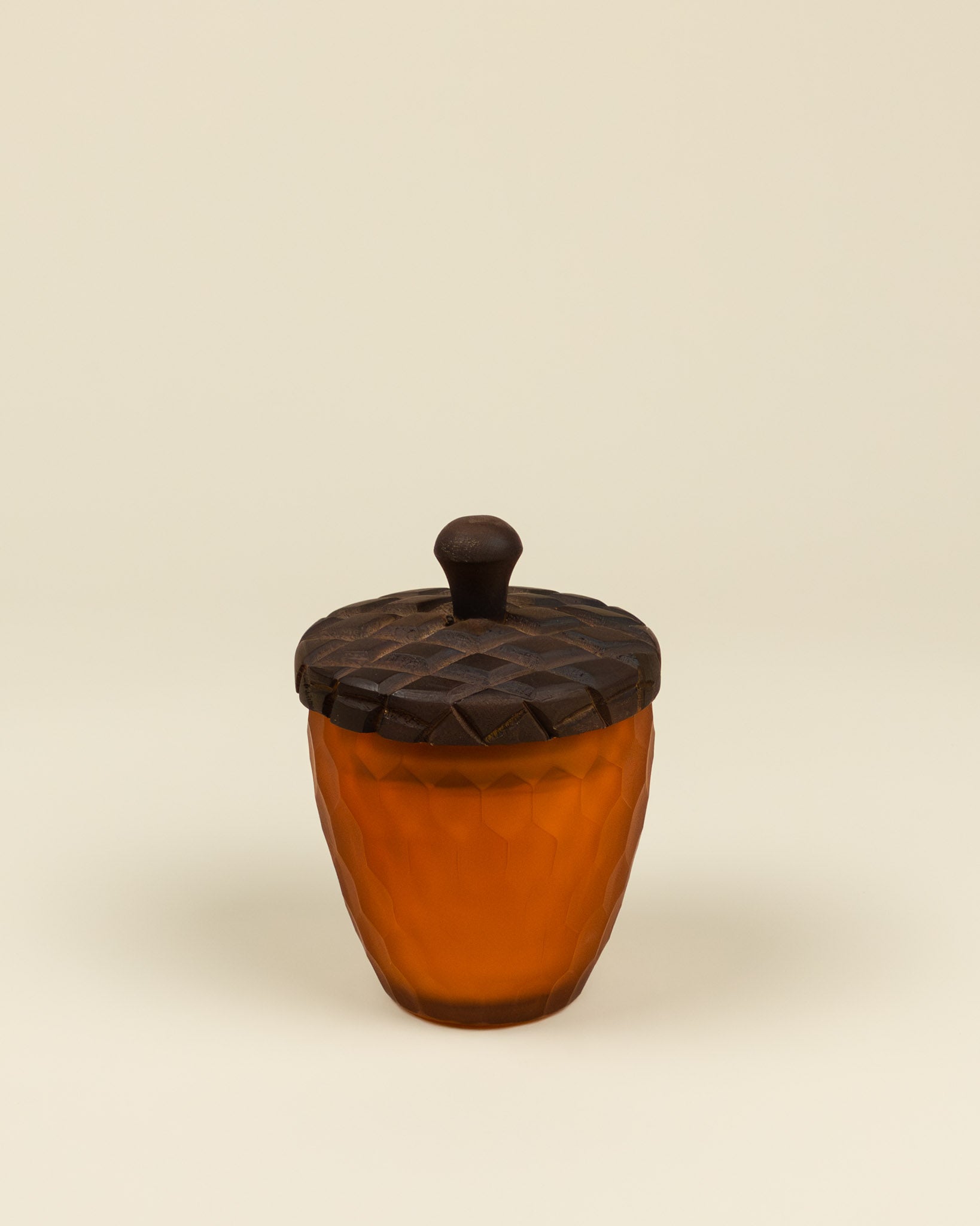 Candela autunnale all’arancia con tappo ghianda