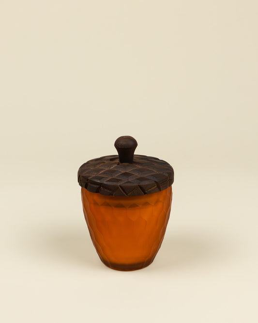 Candela autunnale all’arancia con tappo ghianda