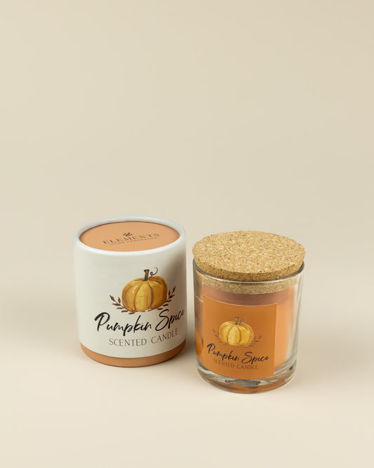 Candela profumata alla zucca e spezie con tappo in sughero