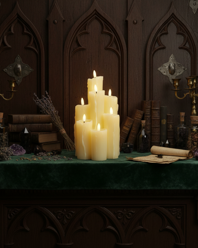 Candela LED a 7 fiamme in cera