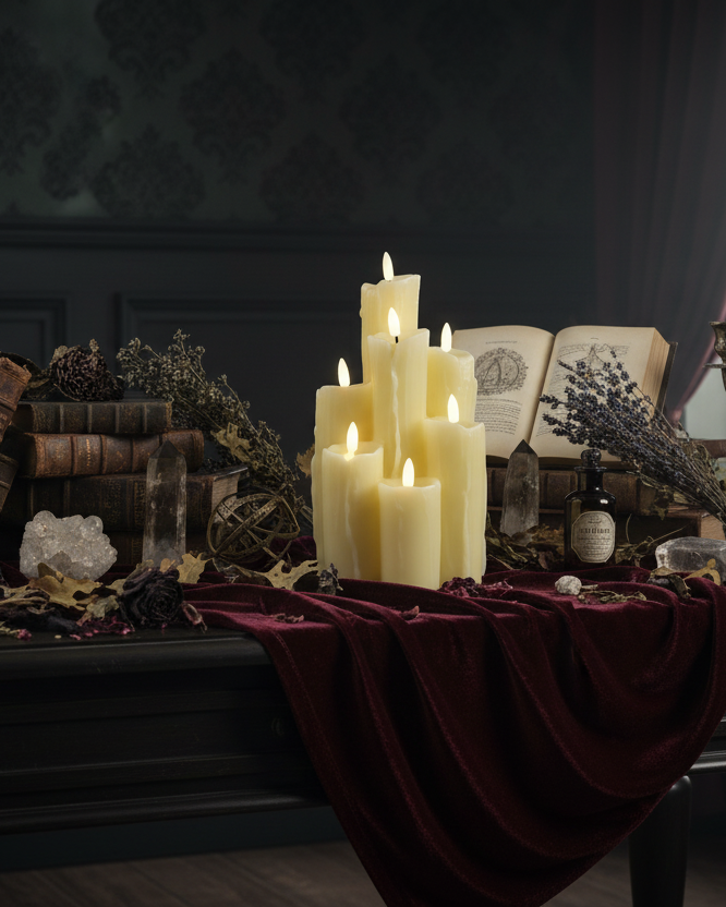 Candela LED a 7 fiamme in cera