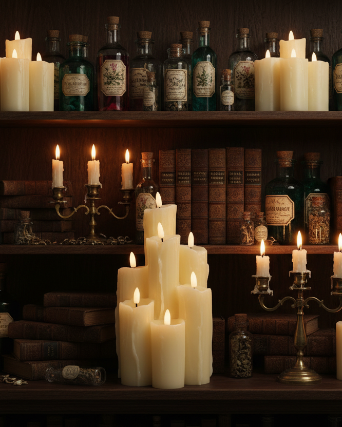 Candela LED a 7 fiamme in cera