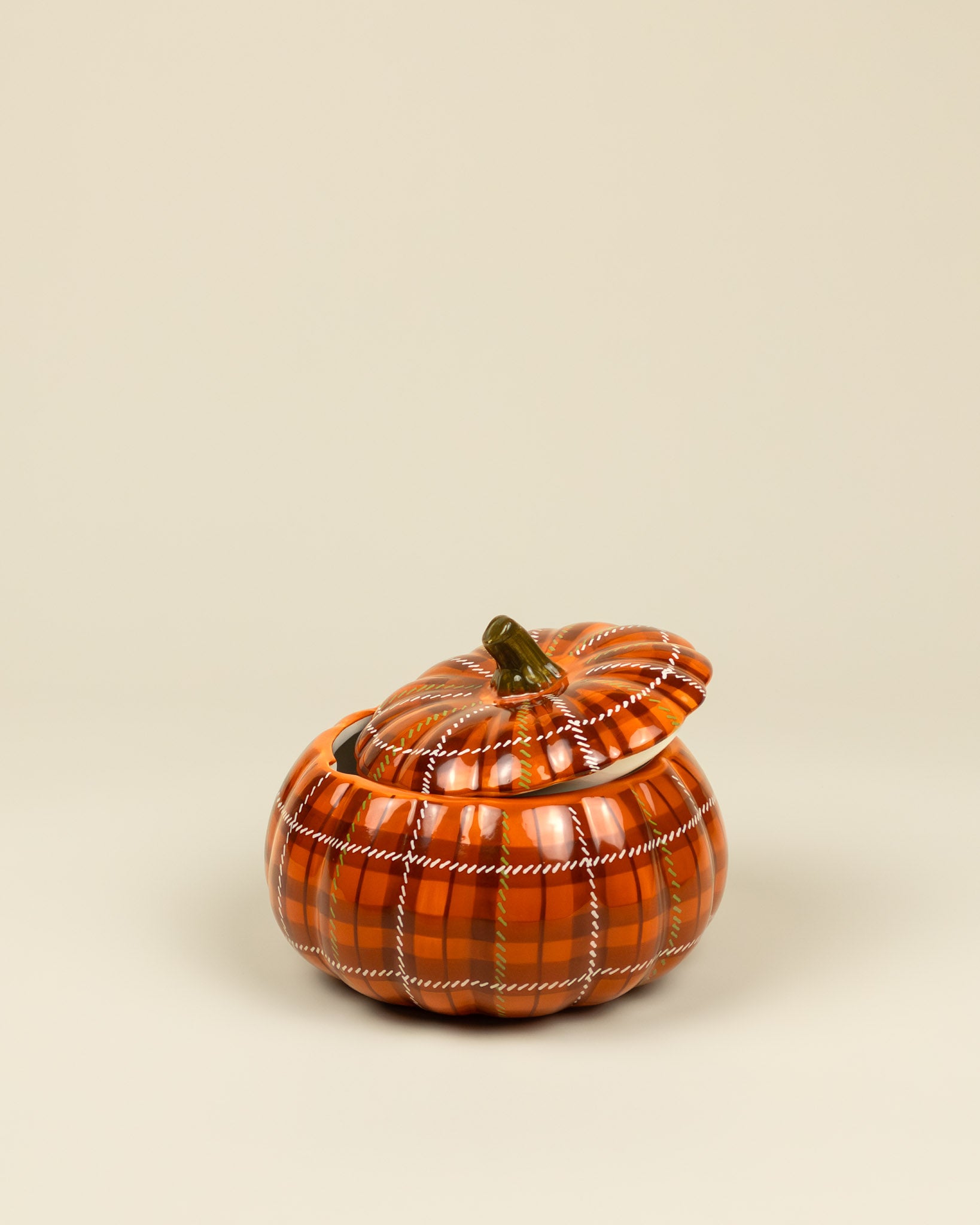 Contenitore - Zucca con trama plaid
