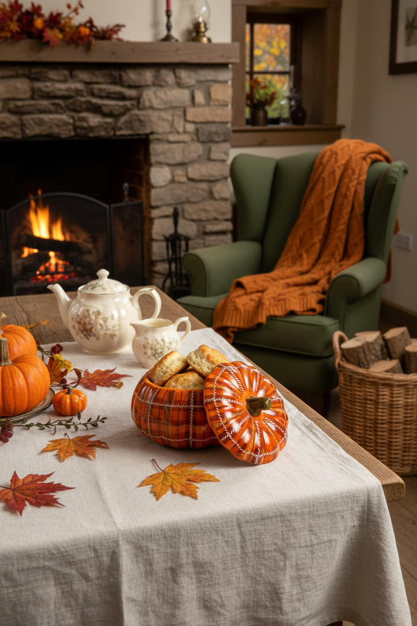 Contenitore - Zucca con trama plaid