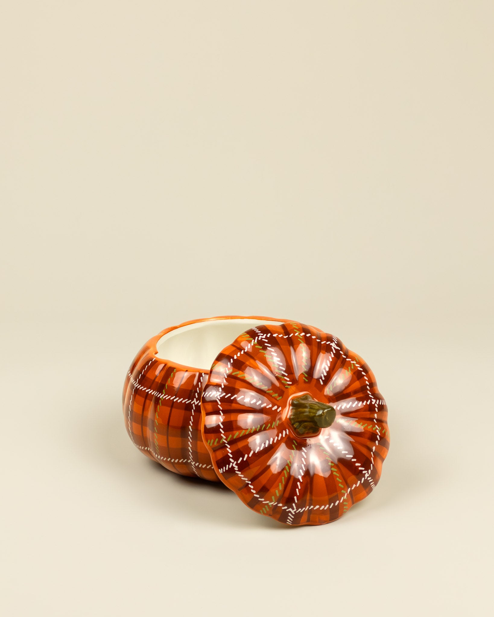 Contenitore - Zucca con trama plaid