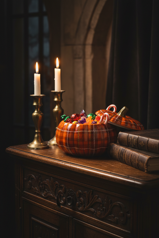 Contenitore - Zucca con trama plaid