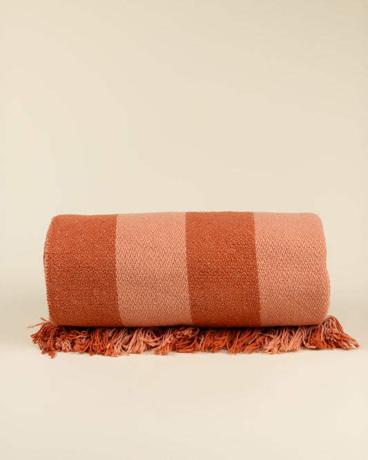 Coperta a righe in cotone riciclato
