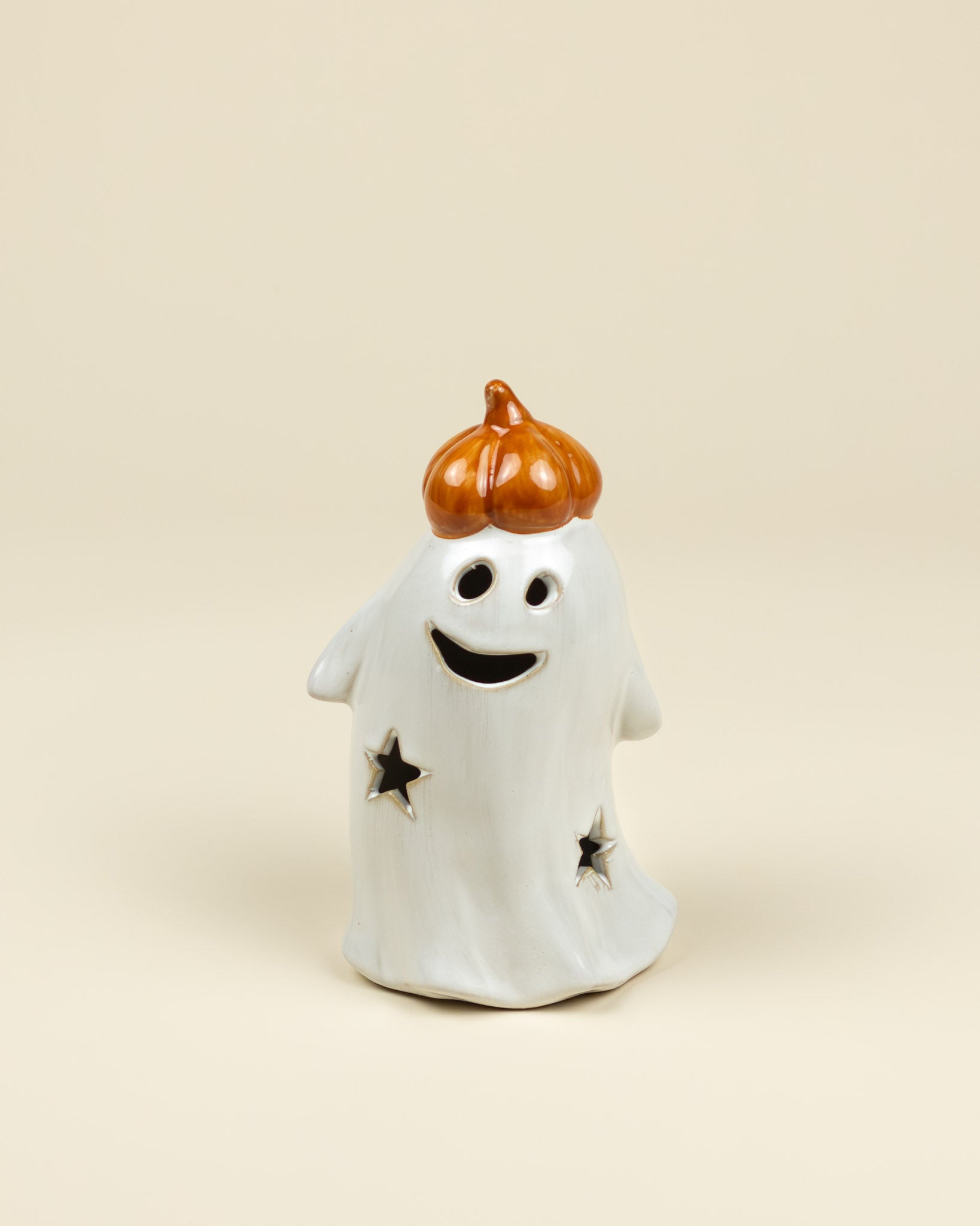 Lanterna LED – Fantasma con zucca in porcellana
