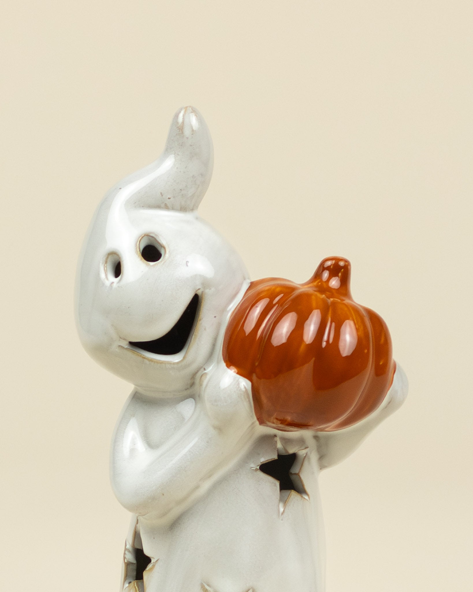 Lanterna LED – Fantasma con zucca in porcellana