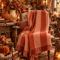 Coperta autunnale a righe arancio