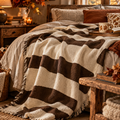 Coperta a righe ciococlato in cotone riciclato