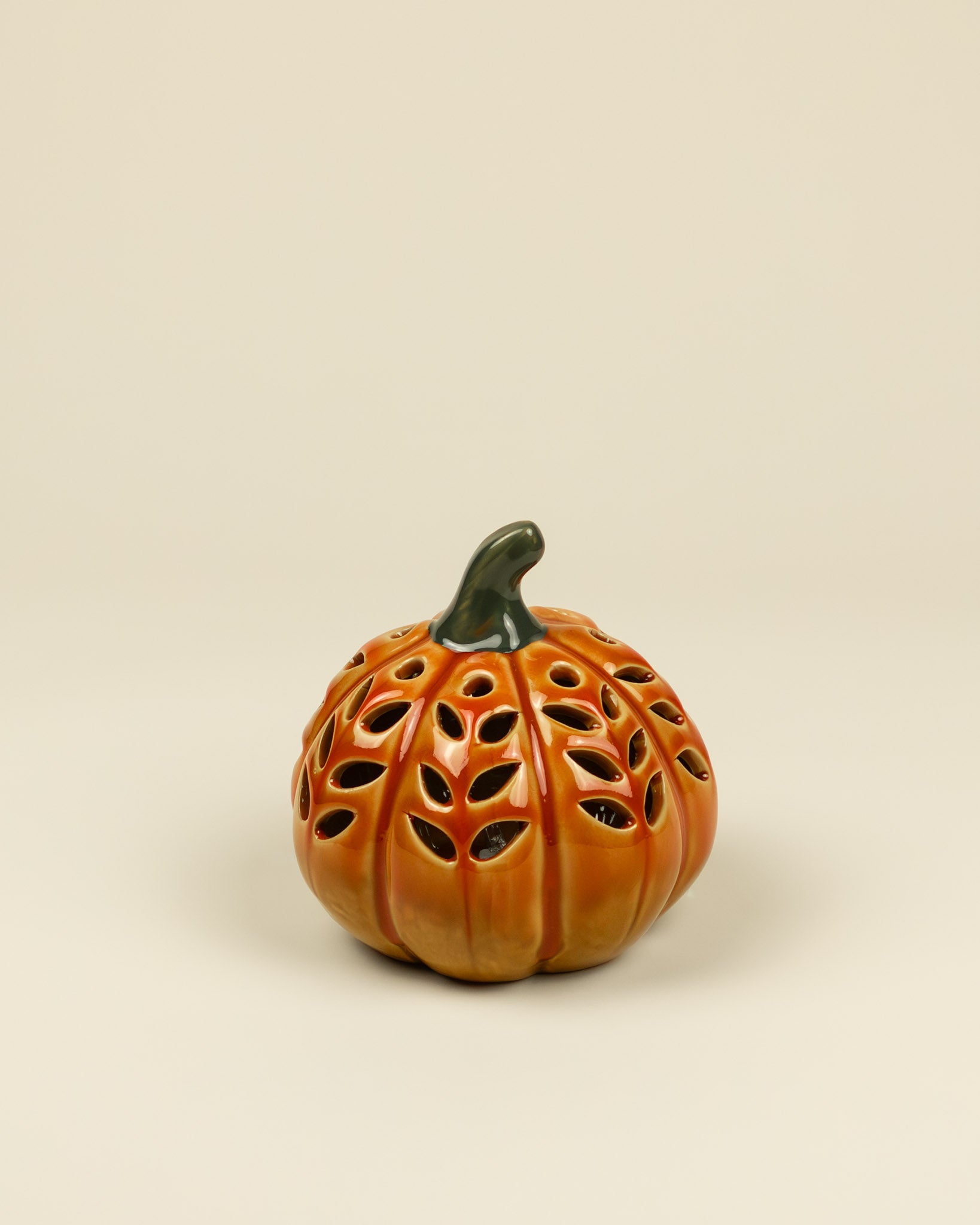 Lanterna LED a forma di zucca in porcellana