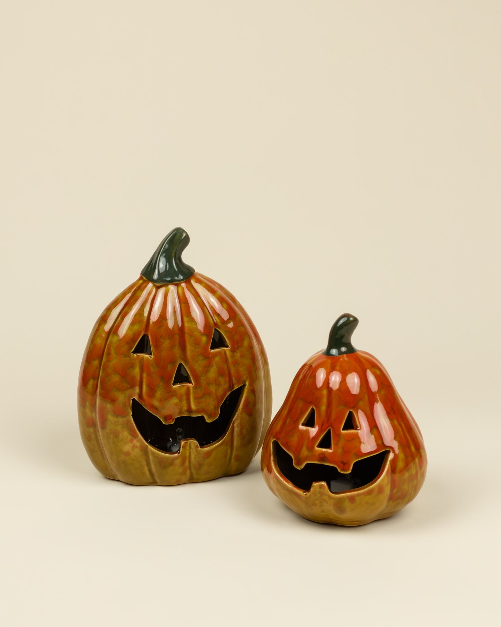 Lanterna LED – Zucca arancione in porcellana