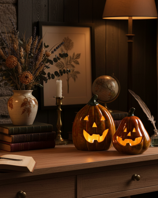 Zucca decorativa LED in porcellana