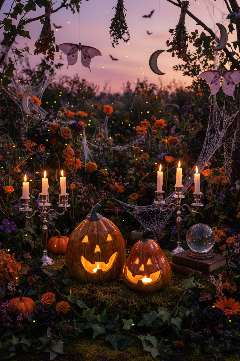 Zucca decorativa LED in porcellana