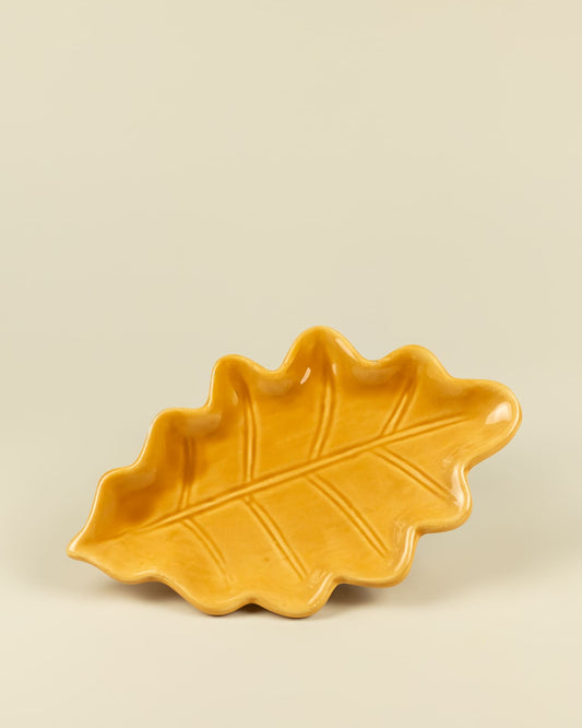 Piatto svuotatasche in ceramica a forma di foglia autunnale