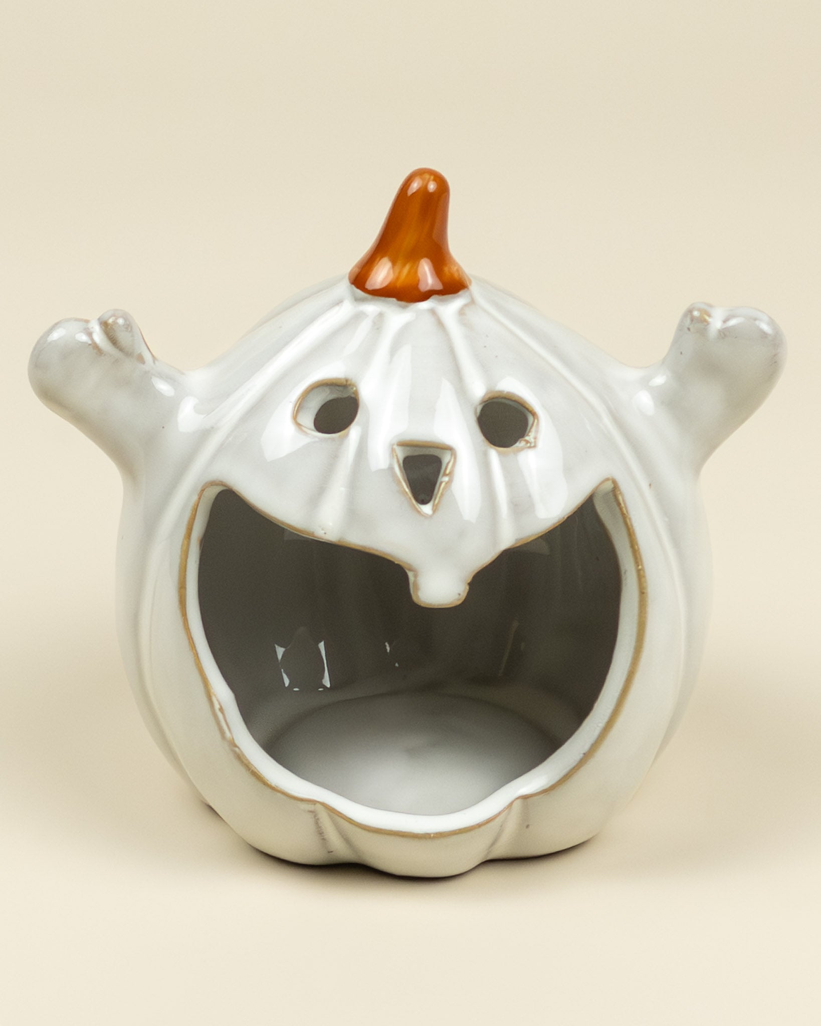 Portacandela zucca fantasma in porcellana