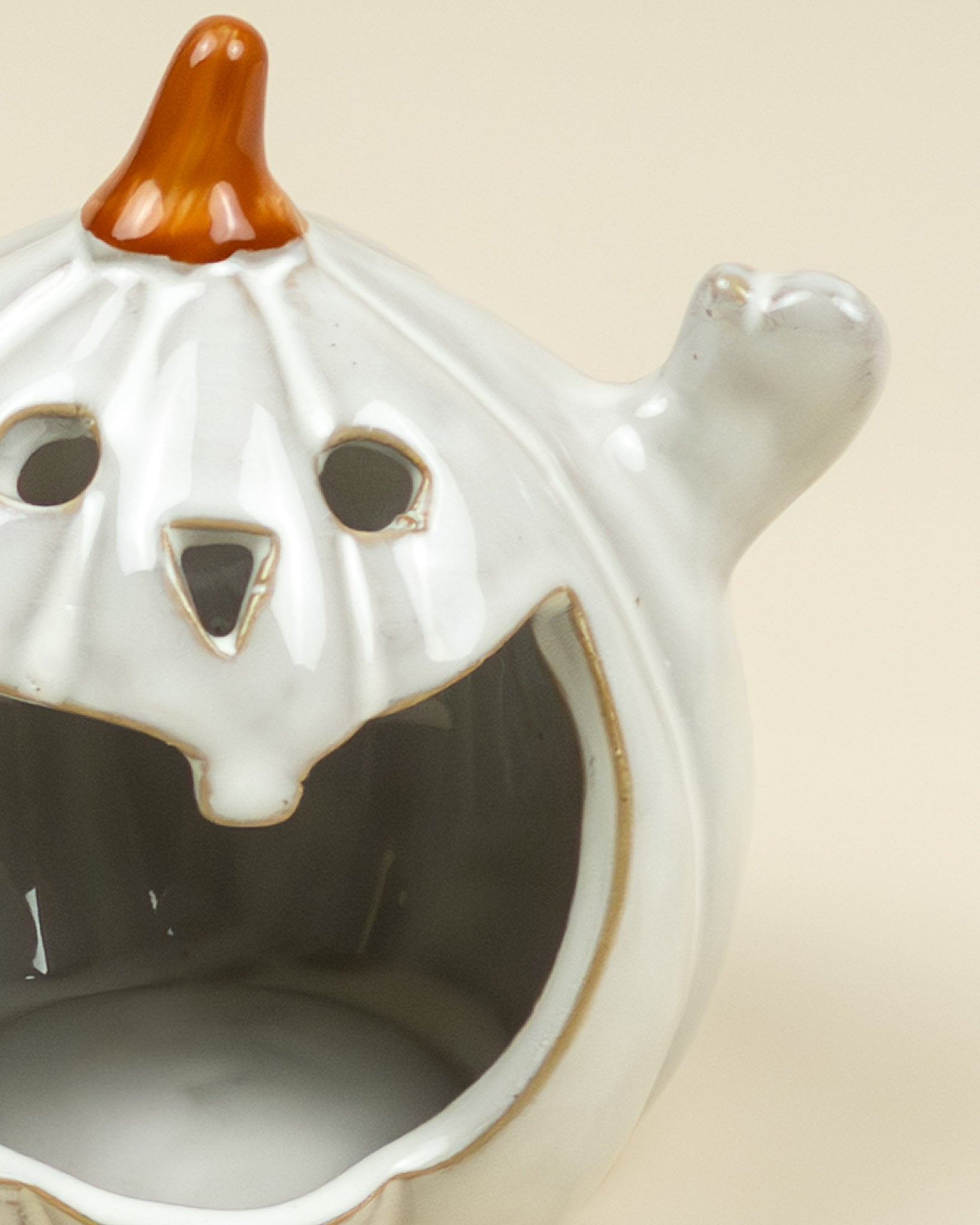 Portacandela zucca fantasma in porcellana