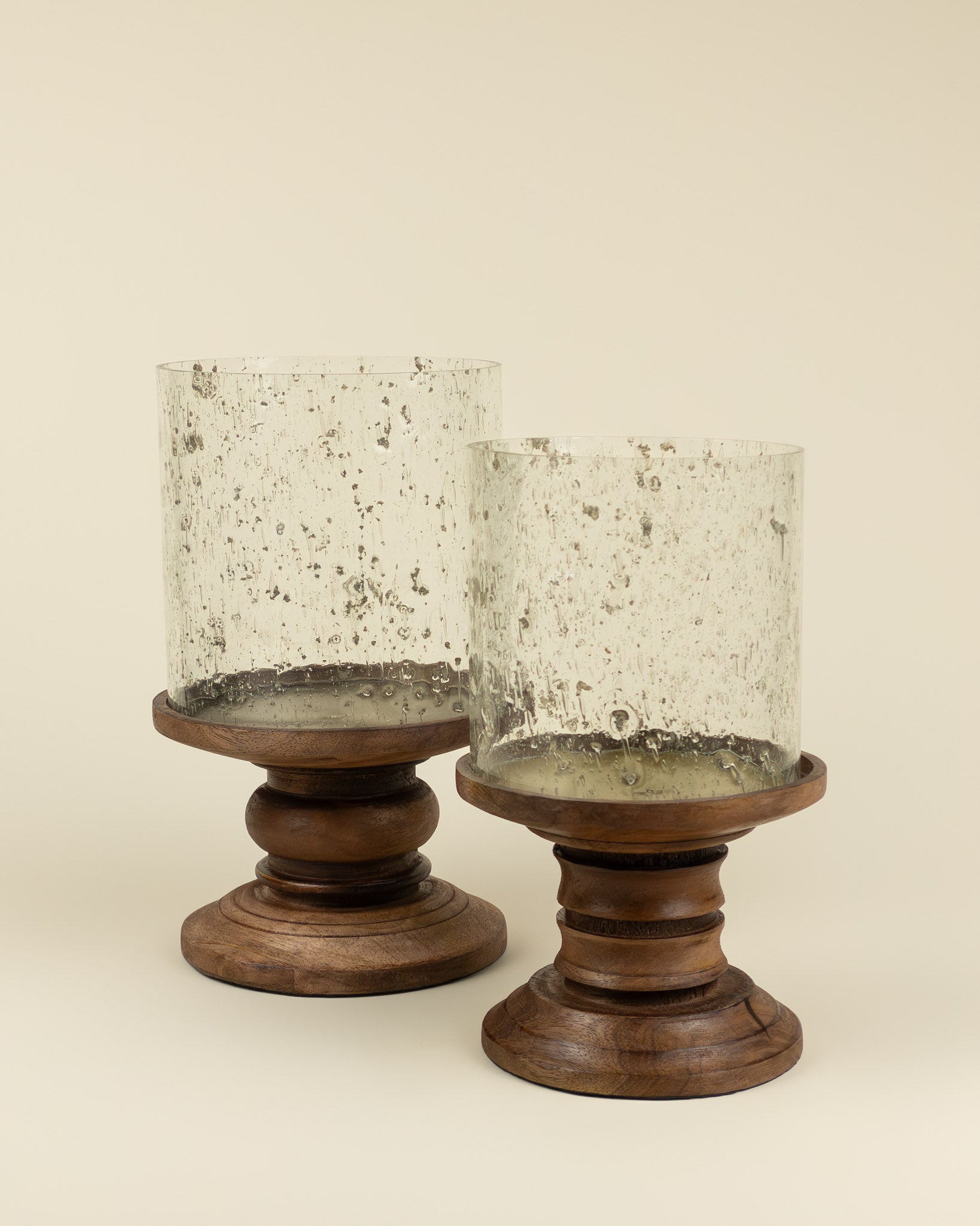 Portacandele in vetro e legno – Medio