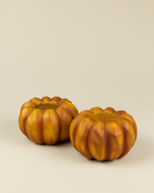 Set 2 portacandele a forma di zucca