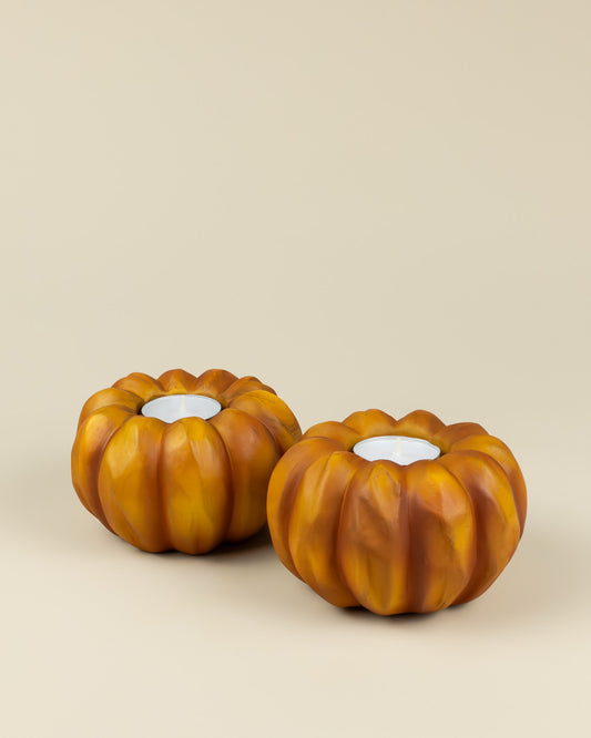 Set 2 portacandele a forma di zucca