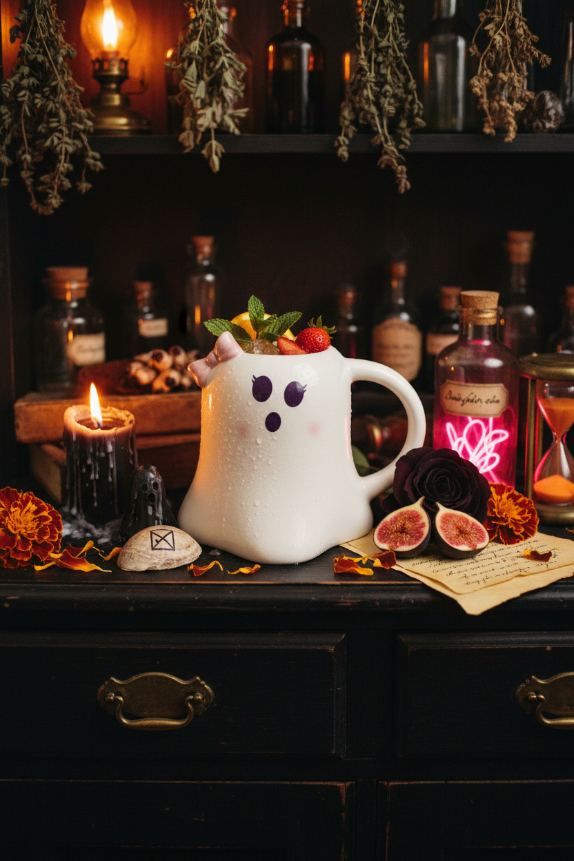 Tazza fantasma con fiocco rosa - Mrs Boo