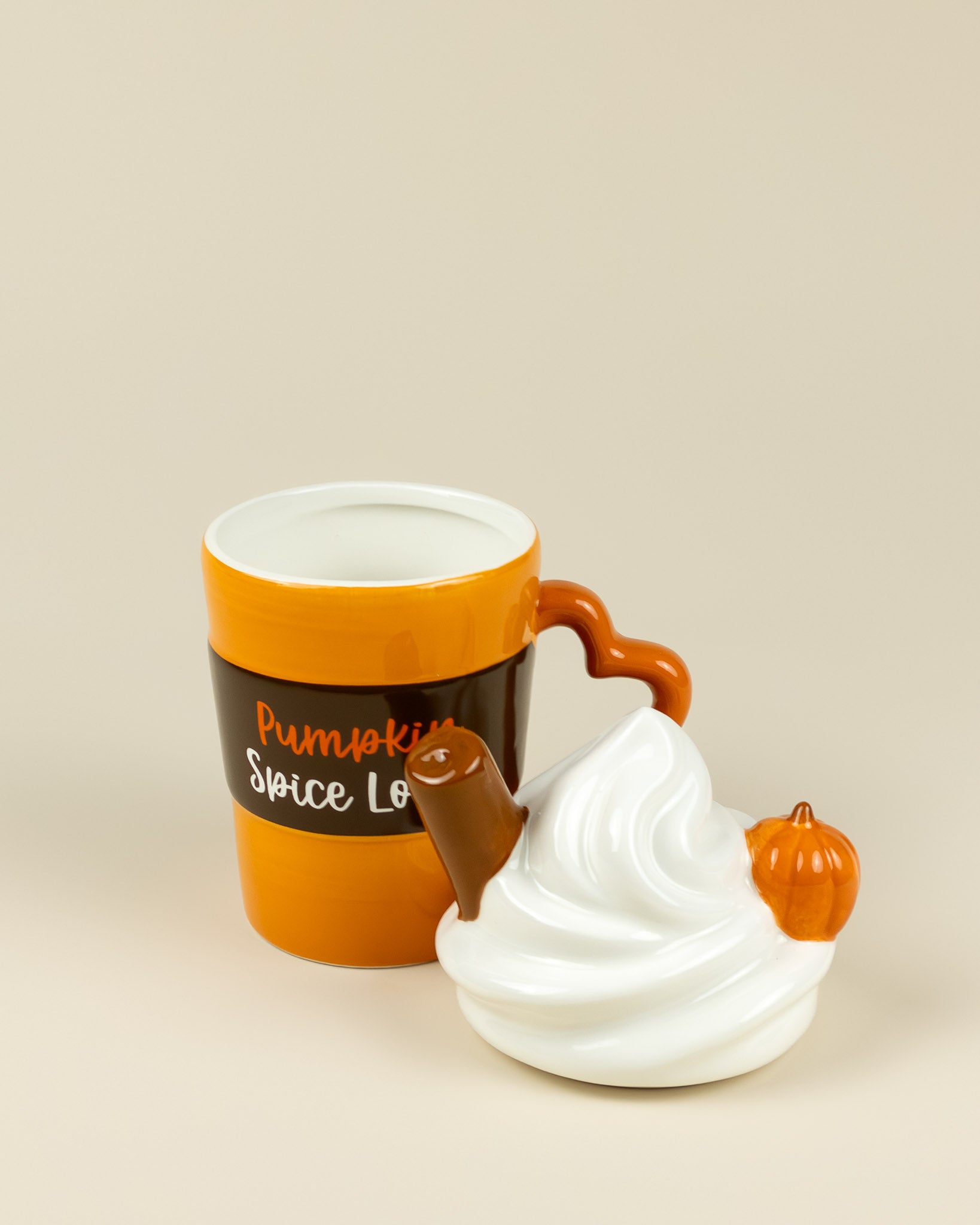 Tazza in ceramica con coperchio a forma di Pumpkin Spice Latte
