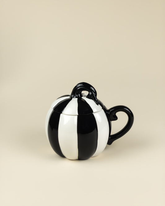 Tazza Zucca a Righe Bianche e Nere con Coperchio
