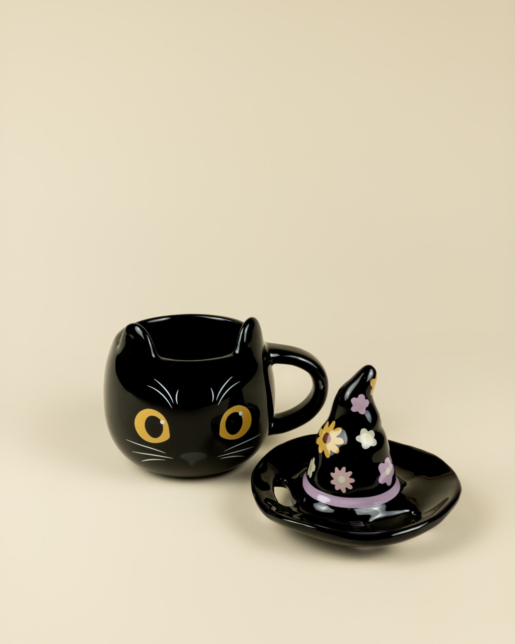 Tazza Gatto con coperchio a forma di cappello da strega