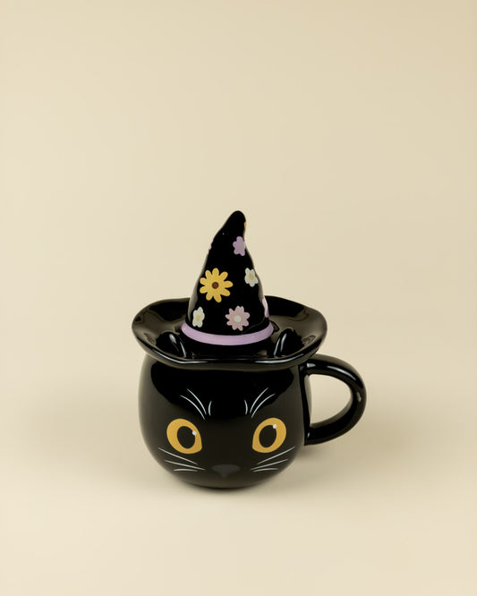Tazza Gatto con coperchio a forma di cappello da strega