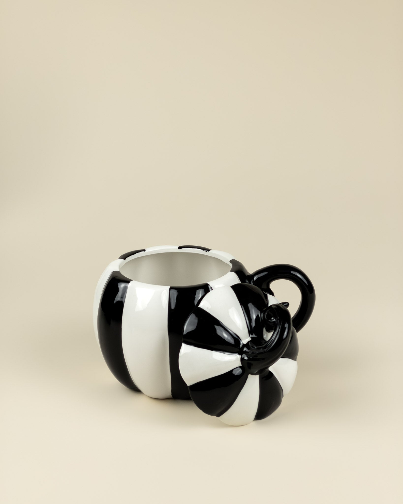 Tazza Zucca a Righe Bianche e Nere con Coperchio
