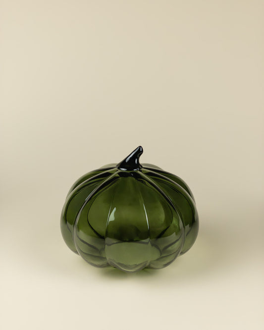 Zucca decorativa in vetro verde tonda