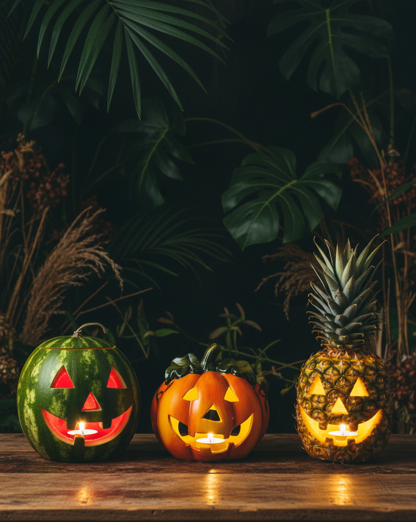 Lanterna Zucca con foglie – Portacandele Jack-o'-lantern