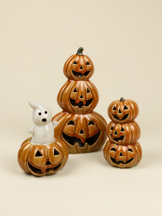 Lanterna LED – Fantasma sulla zucca in porcellana