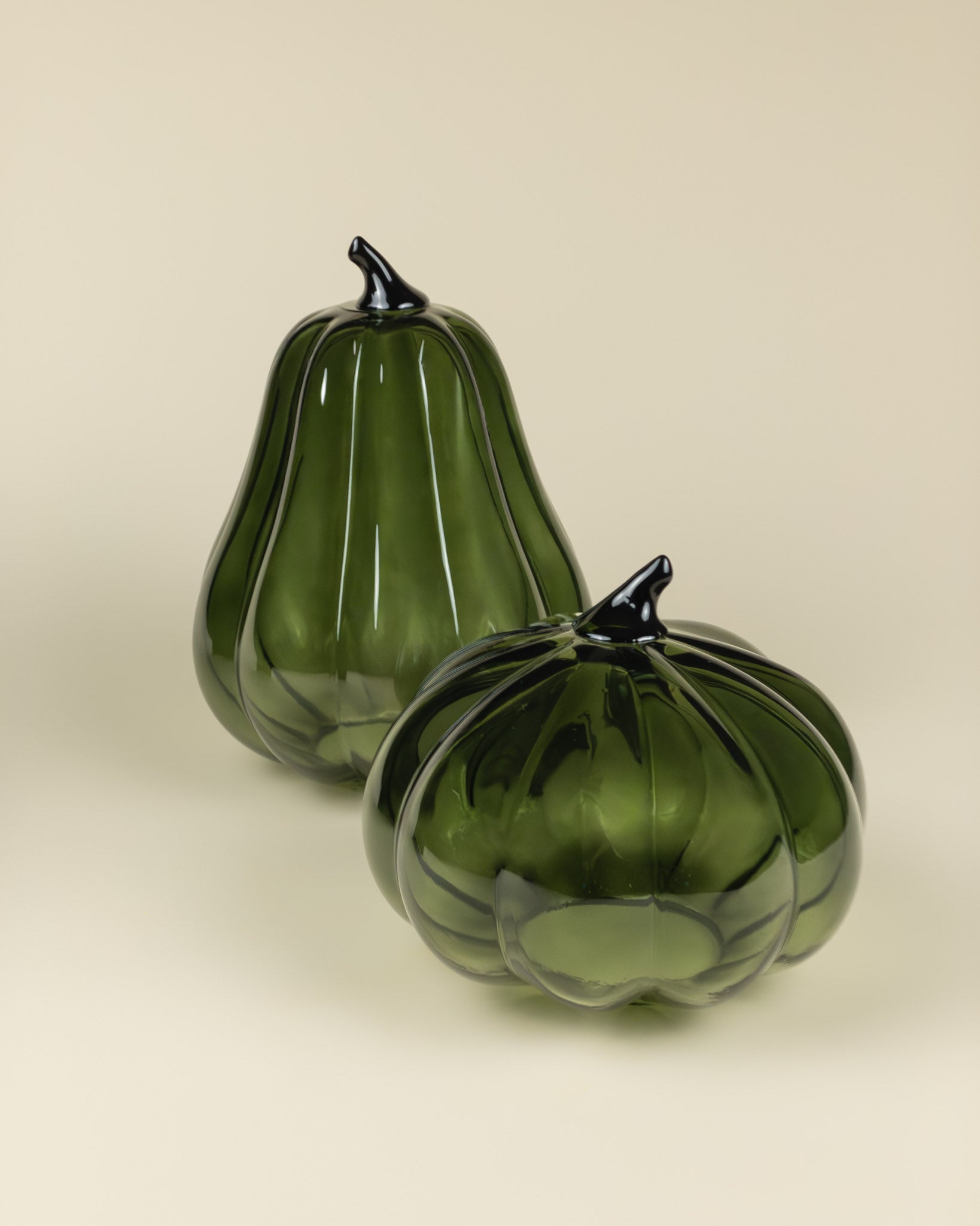 Zucca decorativa in vetro verde tonda