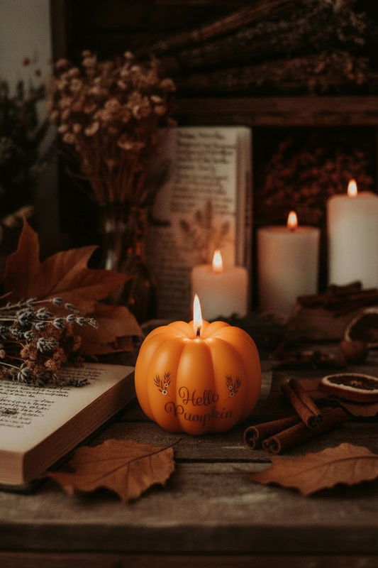 Candela Hello Pumpkin con aspetto naturale e realistico