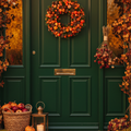 Ghirlanda autunnale con bacche e pigne