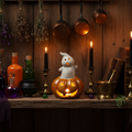 Lanterna LED – Fantasma sulla zucca in porcellana