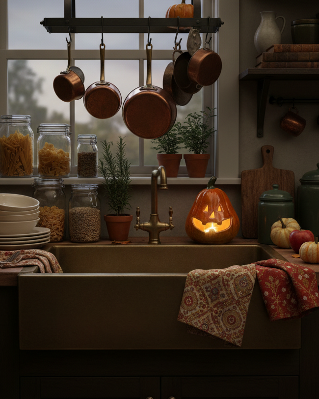 Lanterna LED – Zucca arancione in porcellana