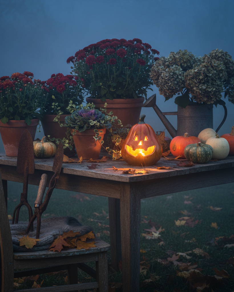 Lanterna LED – Zucca arancione in porcellana