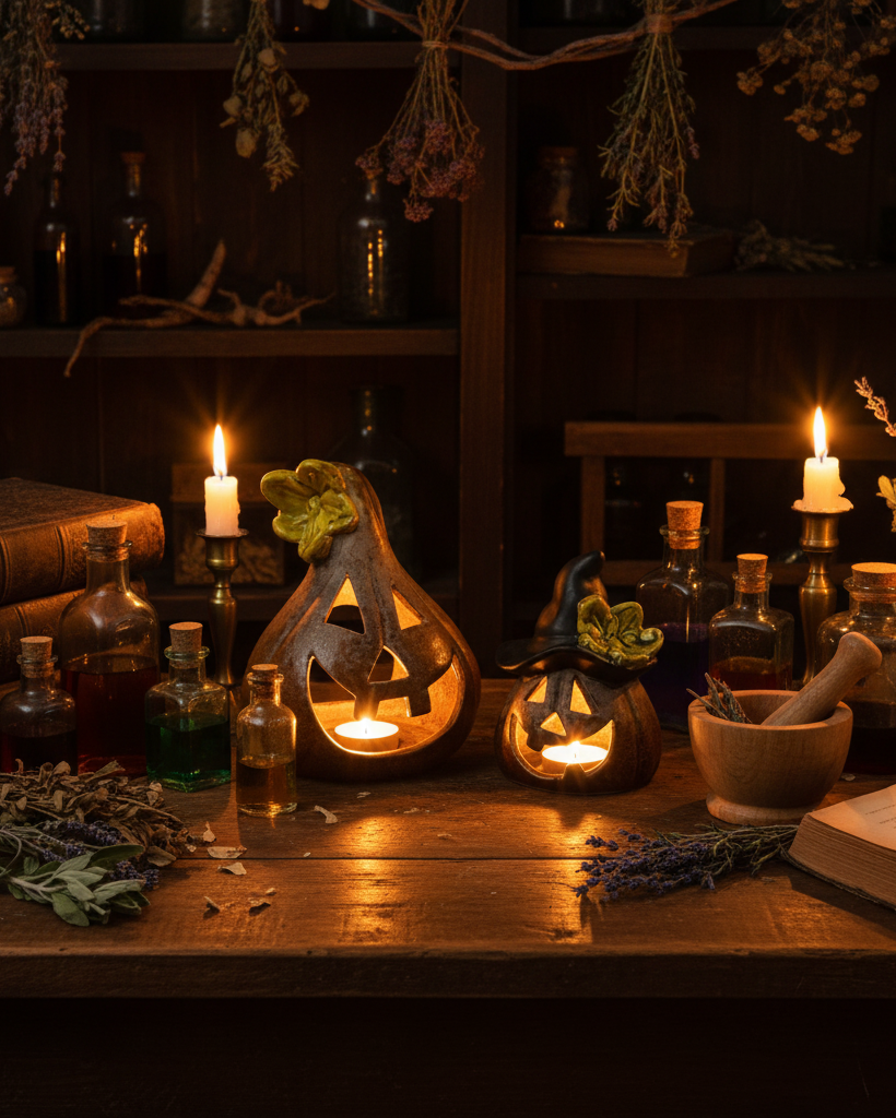 Lanterna LED – Zucca con cappello da strega