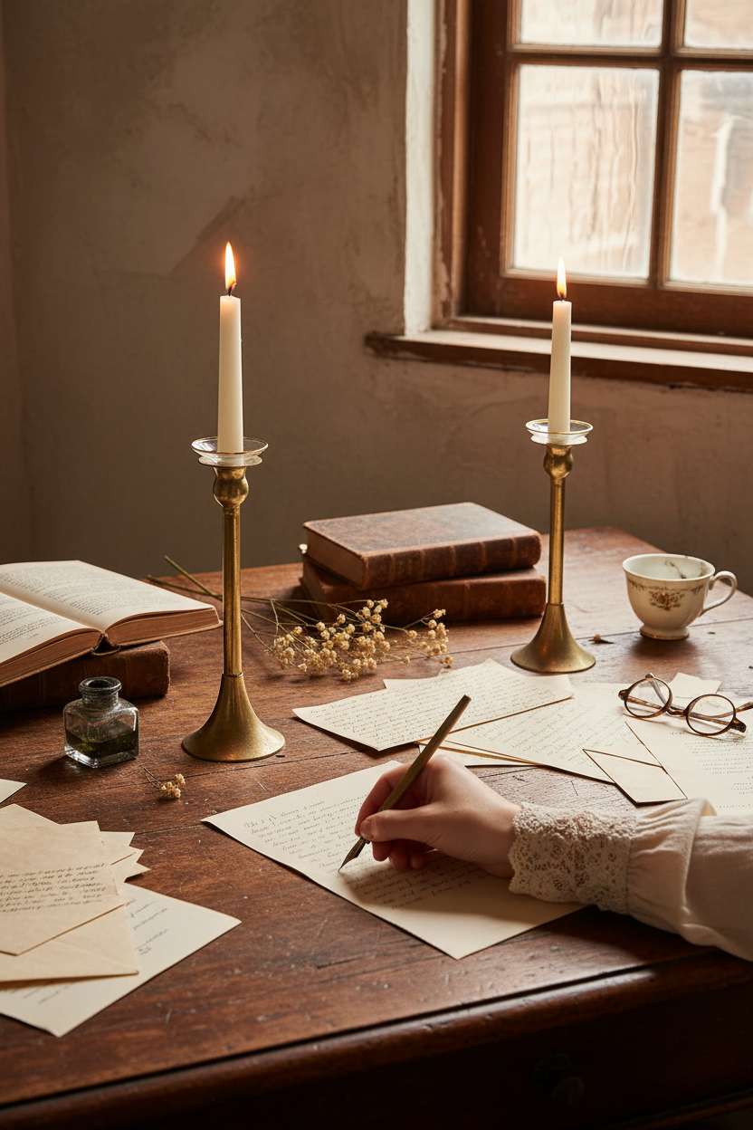 Poetcore scrivania con candelabri disposti dinamicamente