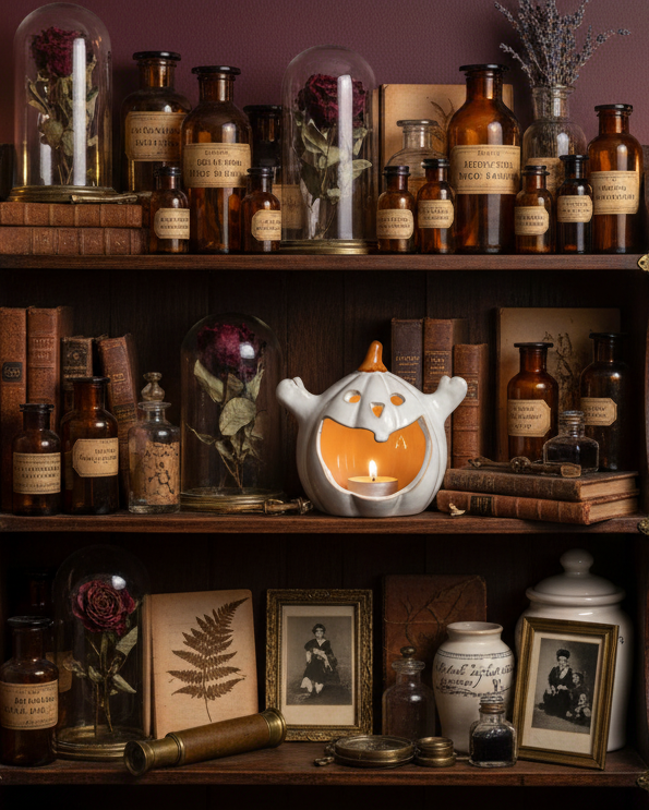 Portacandela zucca fantasma in porcellana