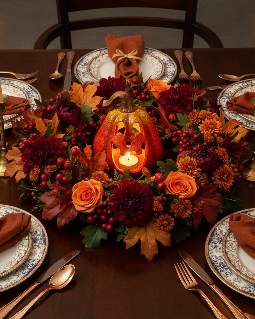 Portacandela a forma di zucca