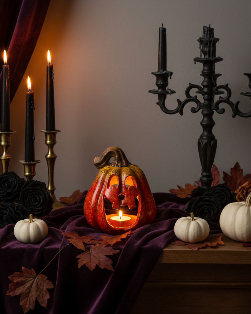 Portacandela a forma di zucca