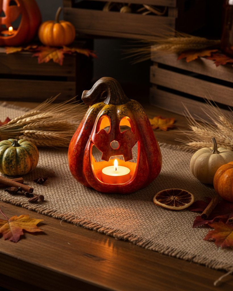 Portacandela a forma di zucca